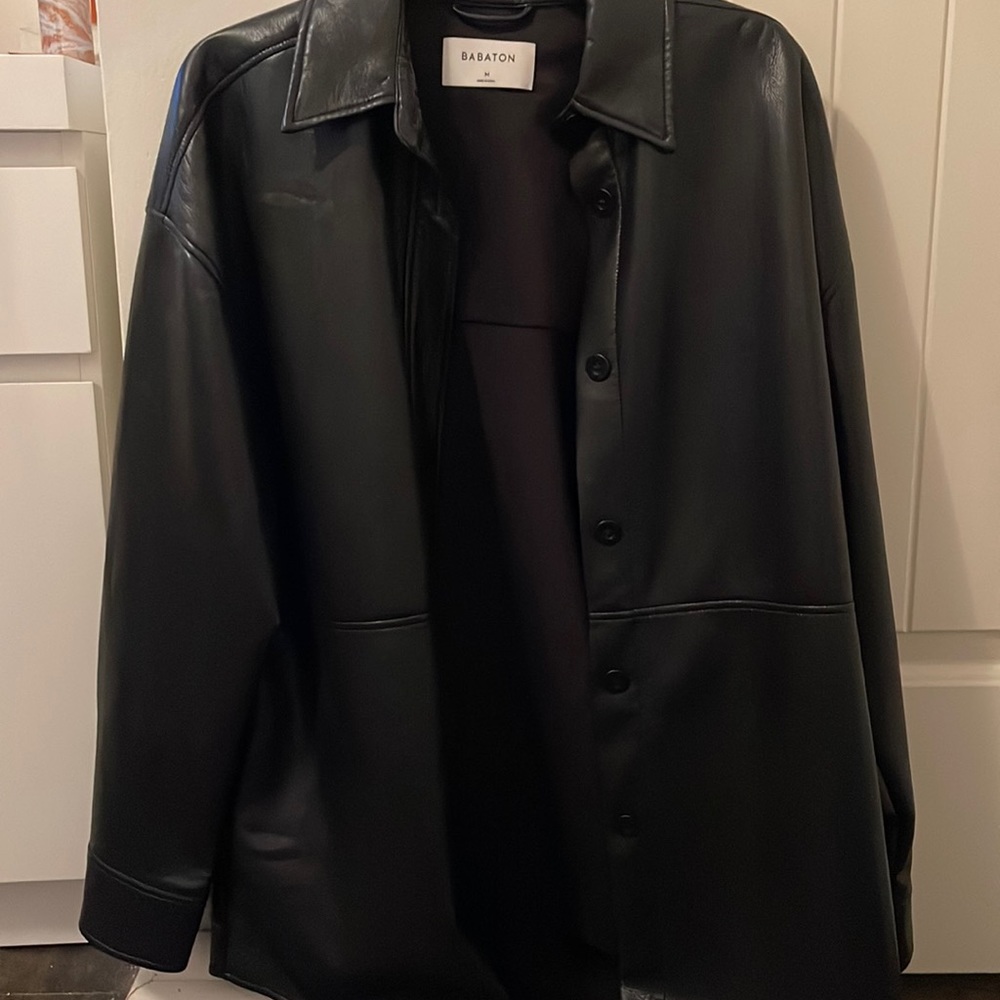 An Aritzia leather black shacket!